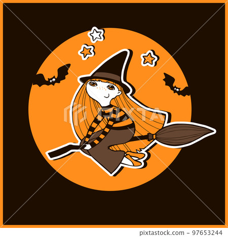 Halloween vector illustration with witches. Halloween vector illustration with witches. 97653244