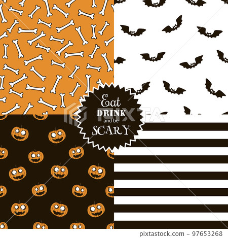 Halloween set of seamless patterns. Halloween set of seamless patterns. 97653268