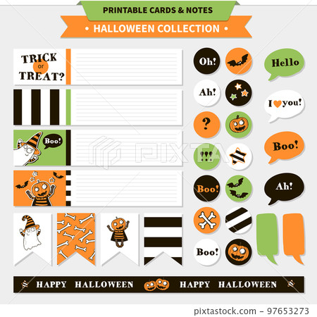 Halloween vector printable set. Halloween vector printable set. 97653273
