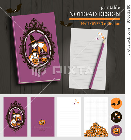Halloween vector printable set. Halloween vector printable set. 97653280