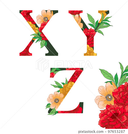 Flower colorful alphabet. 97653287