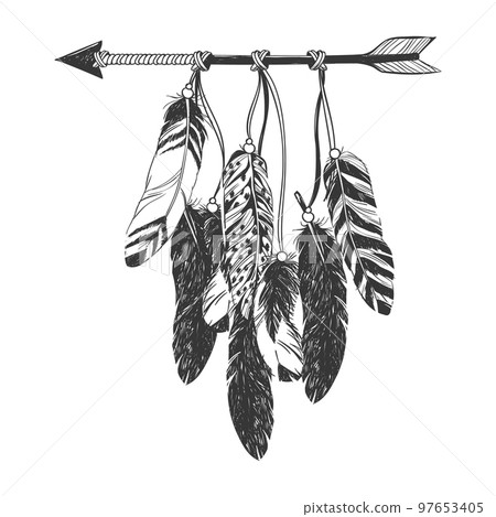 Feather dream catcher icon simple vector. Indian native Stock