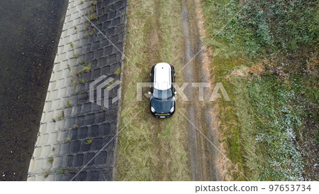 Imported car taken by drone Imported car taken by drone 97653734