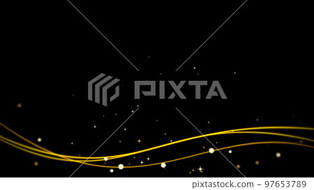 Swaying lines and particles on a black background Swaying lines and particles on a black background 97653789