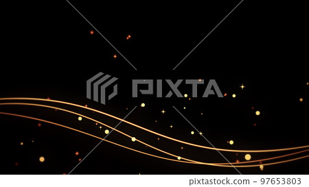 Swaying lines and particles on a black background Swaying lines and particles on a black background 97653803
