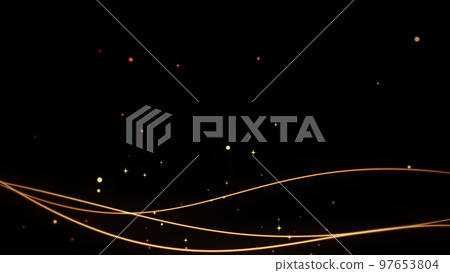 Swaying lines and particles on a black background Swaying lines and particles on a black background 97653804