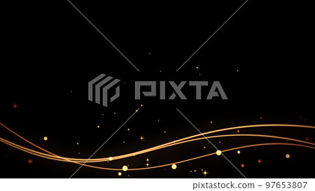 黑色背景上的搖擺線和粒子 黑色背景上的搖擺線和粒子 97653807