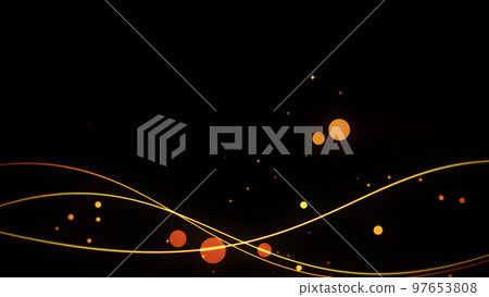 Swaying lines and particles on a black background 97653808