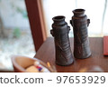 Beautiful Bizen ware lined up in two 97653929