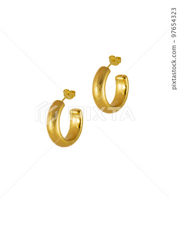Bold Hoop Golden Earrings macro capture. 97654323