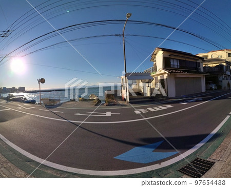 Manaze bus stop panorama photo Manaze bus stop panorama photo 97654488