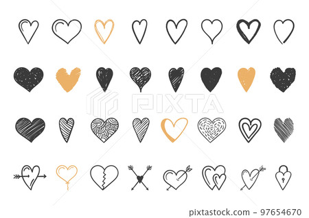 Hand Drawn Hearts Hand Drawn Hearts 97654670