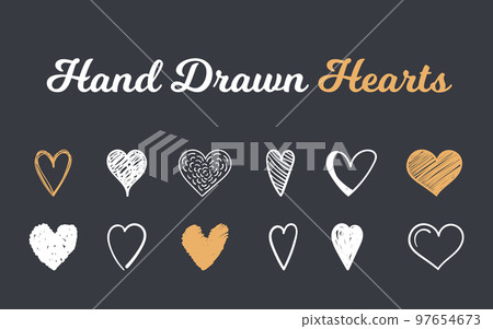 Hand Drawn Hearts 97654673