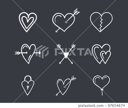 Hand Drawn Hearts Hand Drawn Hearts 97654674