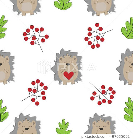 seamless pattern with cute hedgehog, pattern with animals 97655091