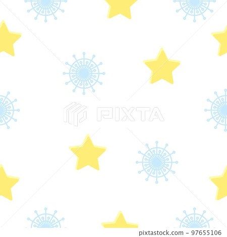 Seamless pattern, star and snowflake.Christmas wallpaper, minimalism 97655106