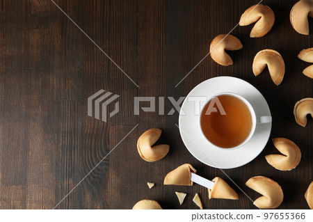 Chinese fortune cookies with prediction words, space for text Chinese fortune cookies with prediction words, space for text 97655366