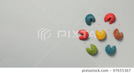 Chinese fortune cookies with prediction words, space for text Chinese fortune cookies with prediction words, space for text 97655367