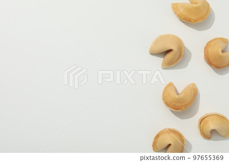Chinese fortune cookies with prediction words, space for text 97655369
