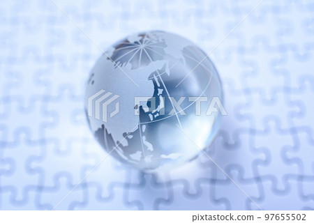 Globe on a jigsaw puzzle Cold color 97655502