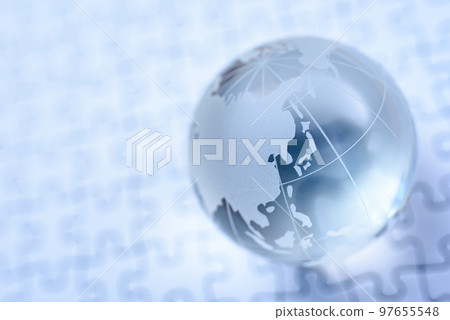 Globe on a jigsaw puzzle Cold color 97655548