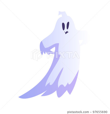 Spooky White Ghost or Spirit of Dead Flying Vector Illustration 97655690