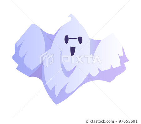 Spooky White Ghost or Spirit of Dead Flying Vector Illustration 97655691
