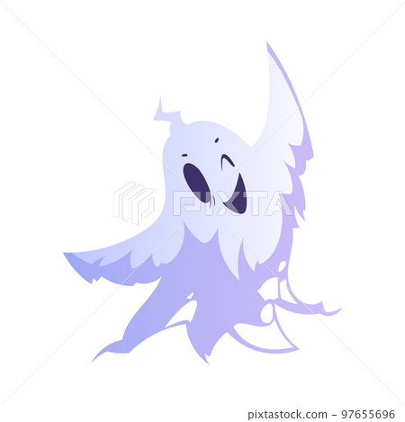 Spooky White Ghost or Spirit of Dead Flying Vector Illustration Spooky White Ghost or Spirit of Dead Flying Vector Illustration 97655696