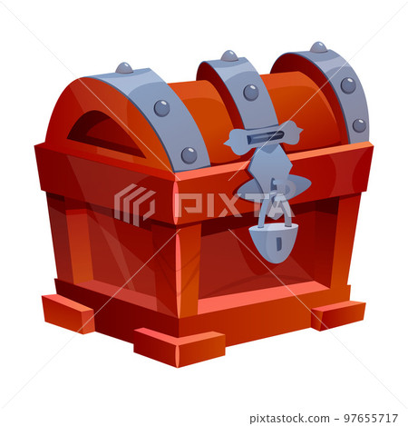 Brown Treasure Chest with Lock as Game Object Vector Illustration 97655717