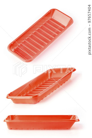 red plastic tableware food container isolated over the white background red plastic tableware food container isolated over the white background 97657404