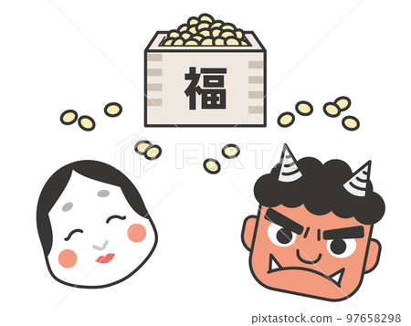 Setsubun Okame、Akaoni 和 Setsubun Beans 的圖像 97658298