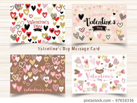 Happy Valentine's Day♡ Hand drawn heart frame, background 97658336