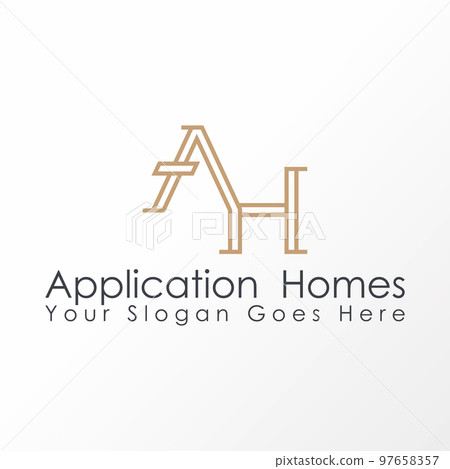 letter or word AH in connected and double line image graphic icon logo design abstract concept vector stock. Can be used as symbols related to initial or monogram. 97658357
