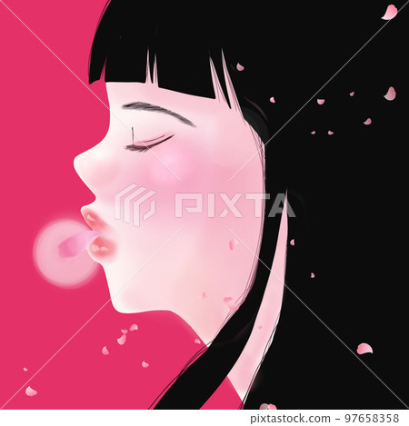一個有花瓣的女孩的插圖 一個有花瓣的女孩的插圖 97658358