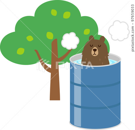 A bear character taking a drum bath 97659033