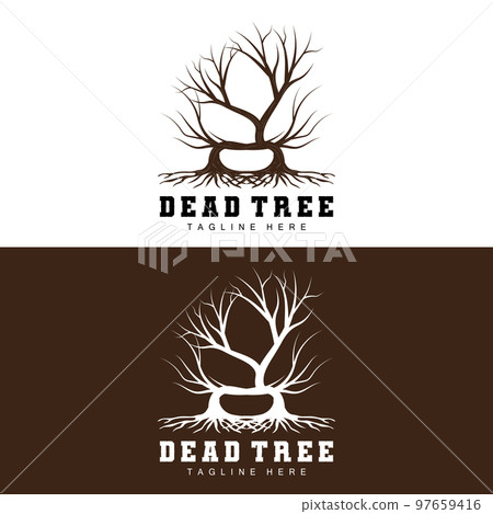 Tree Logo Design, Dead Tree Illustration, Wild Tree Cutting, Global Warming Vector, Earth Drought, Product Brand Icons 97659416