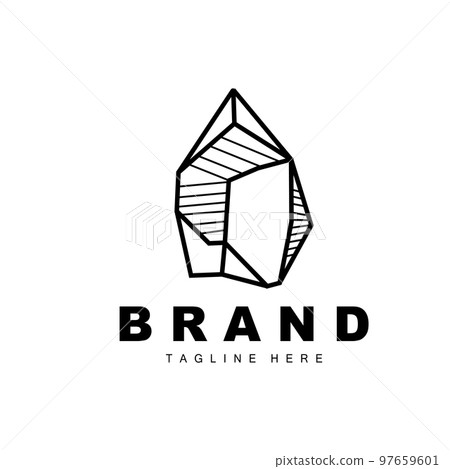 Stone Logo, Gem Line Stone Design, Diamond, Crystal, Simple Elegant, Product Brand Vector, Natural Stone Icon 97659601