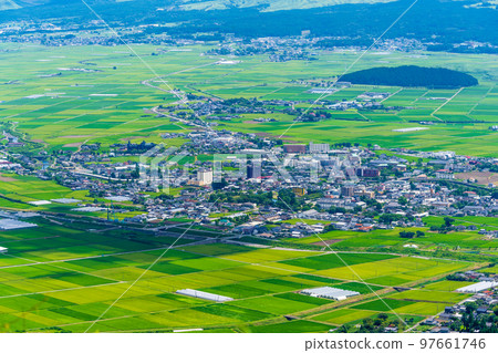 The most beautiful summer Aso city scenery (Aso city, Uchinomaki) panorama view 97661746