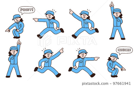 Female new worker pointing (handwritten color) Female new worker pointing (handwritten color) 97661941