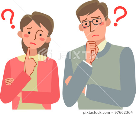 Worried couple's upper body 97662364