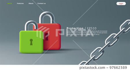 Web banner security with 3d padlock and steel chain 97662389