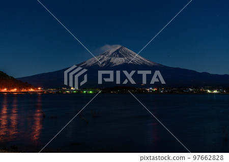 Mt. Fuji at night from Lake Kawaguchi, Yamanashi Prefecture 97662828