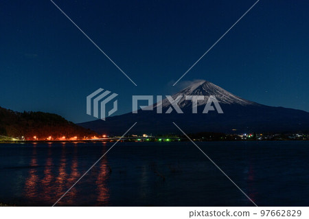 Mt. Fuji at night from Lake Kawaguchi, Yamanashi Prefecture 97662829