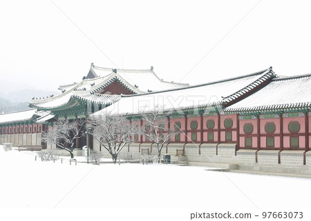美麗的雪景,冬天的景福宮, 美麗的雪景,冬天的景福宮, 97663073