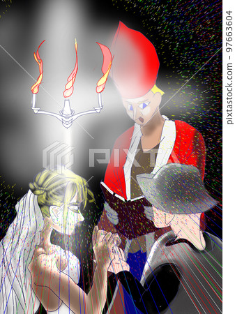 St. Valentinus having a secret wedding ceremony 97663604