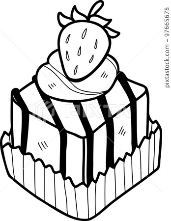 Hand Drawn Chocolate cupcakes with strawberries illustration 97665678