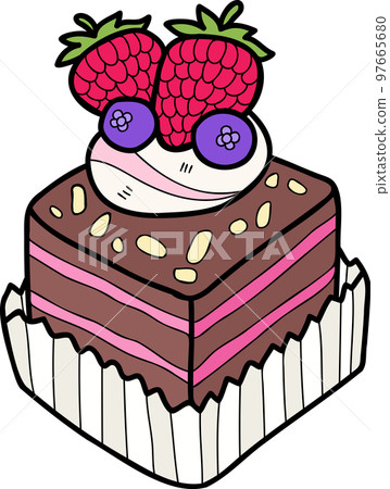 Hand Drawn Chocolate cupcakes with strawberries illustration Hand Drawn Chocolate cupcakes with strawberries illustration 97665680