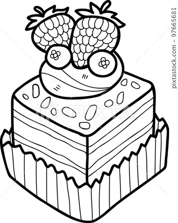 Hand Drawn Chocolate cupcakes with strawberries illustration 97665681