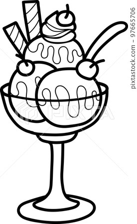 Hand Drawn strawberry ice cream with cup illustration 97665706