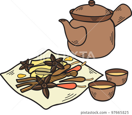 Hand Drawn Chinese herbs Chinese and Japanese food illustration Hand Drawn Chinese herbs Chinese and Japanese food illustration 97665825